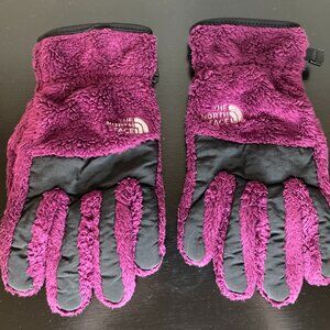 The North Face Girl's Denali Thermal Gloves - Purple /Black W/ Logo - Size L